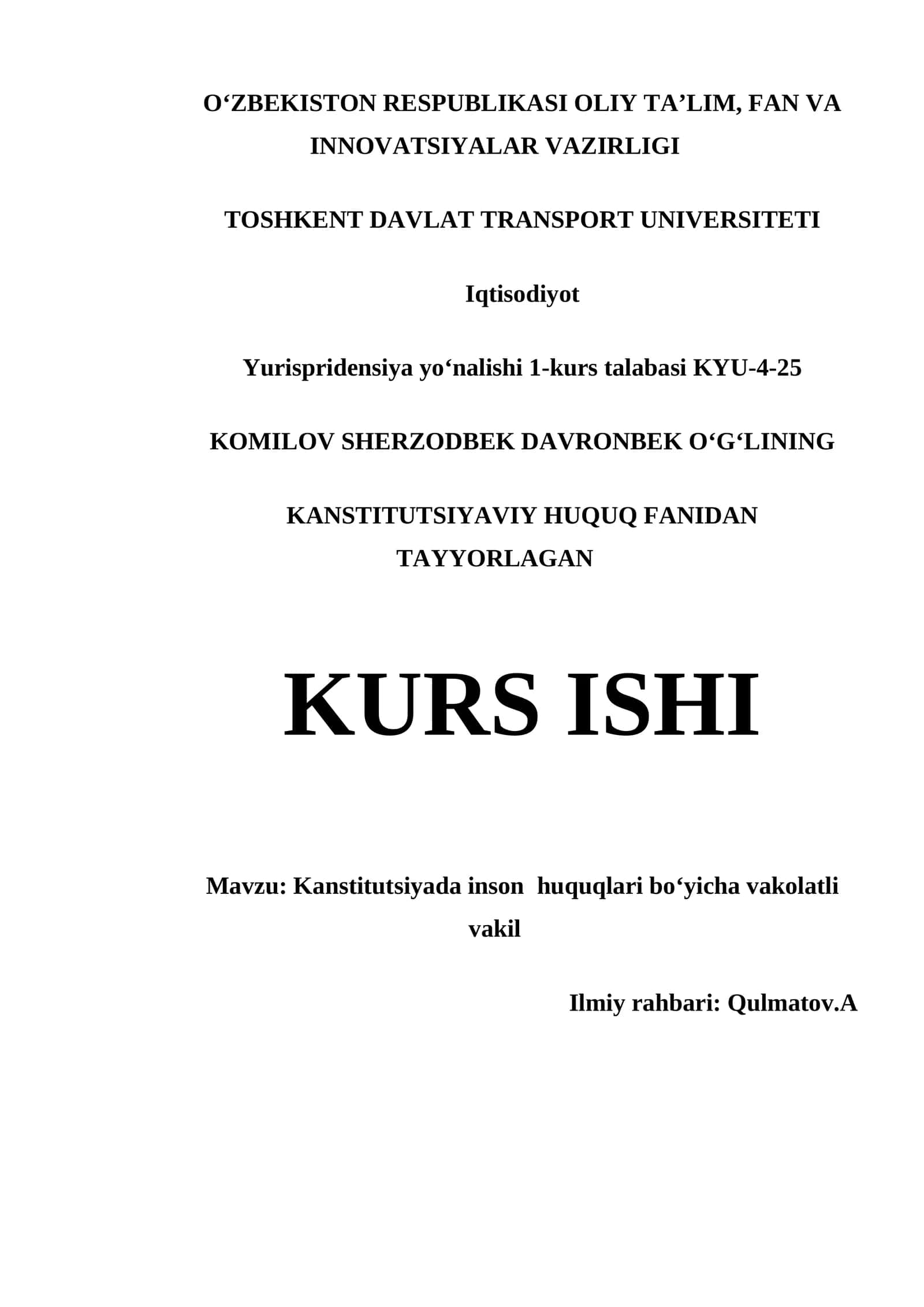 KANSTITUTSIYADA INSON HUQUQLARI BOʻYICHA VAKOLATLI VAKIL