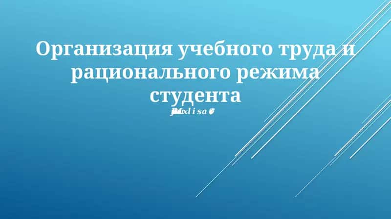 Организация учебного труда и рационального режима студента