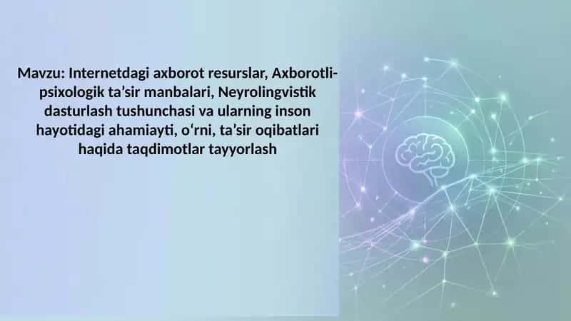 Internetdagi axborot resurslar, Axborotli-psixologik ta’sir manbalari, Neyrolingvistik dasturlash