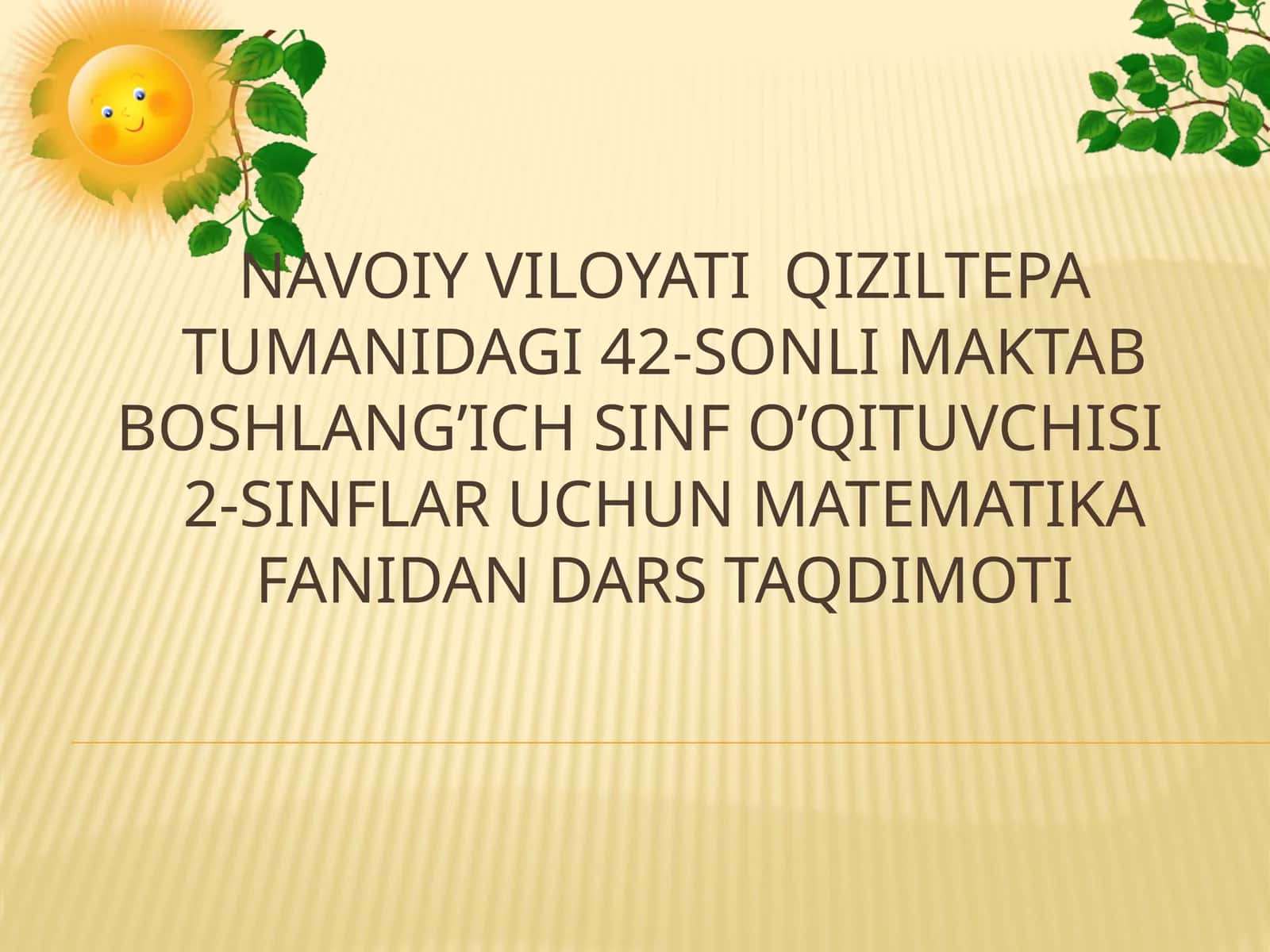 Matematika fanidan dars taqdimoti