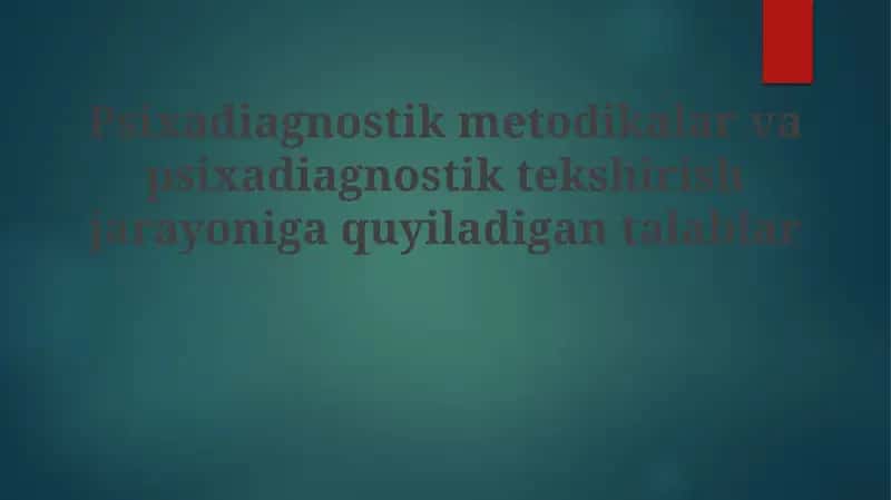 Psixodiagnostika usullari