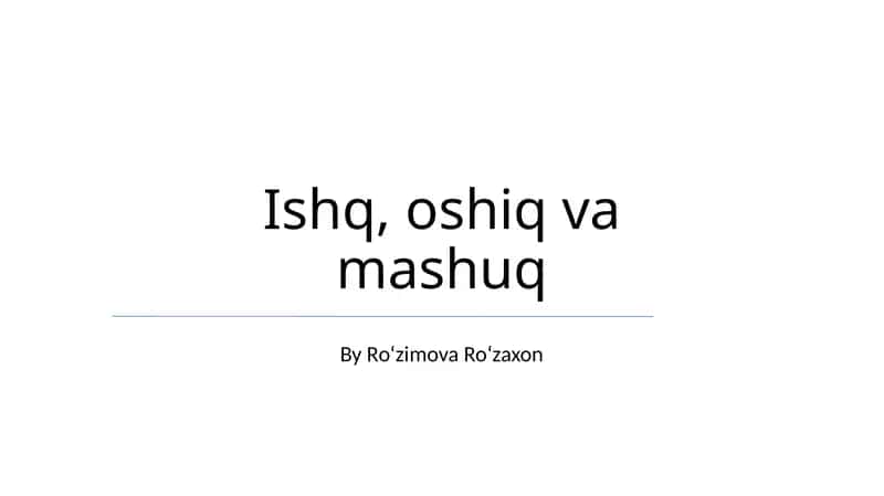 Sevgi, oshiq va mashuq