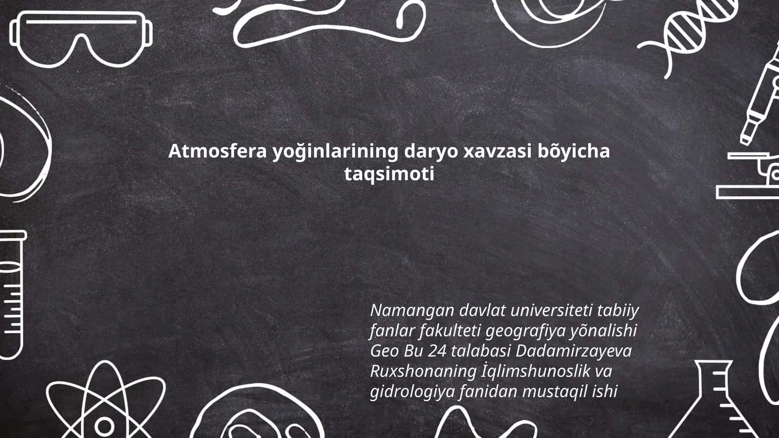 Atmosfera yoğinlarining daryo xavzasi bõyicha taqsimoti