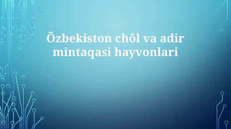 O'zbekiston cho'li va adir mintaqasining hayvonot dunyosi