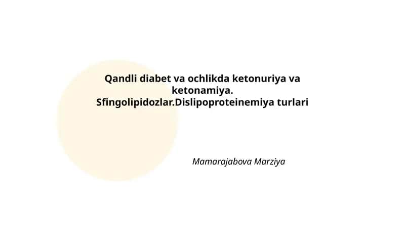 Qandli diabet va ochlikda ketonuriya va ketonamiya