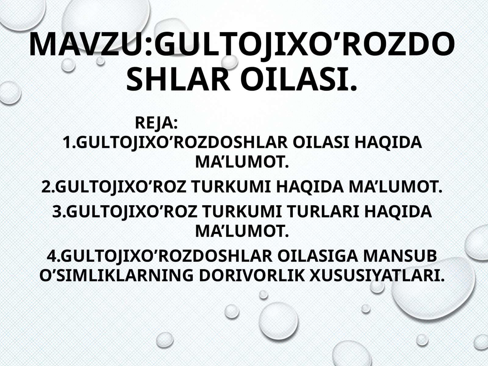 Gultojixo’rozdoshlar oilasi