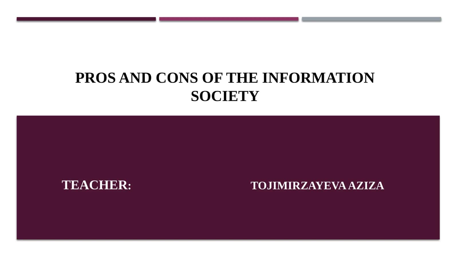 Pros and Cons of the Information Society