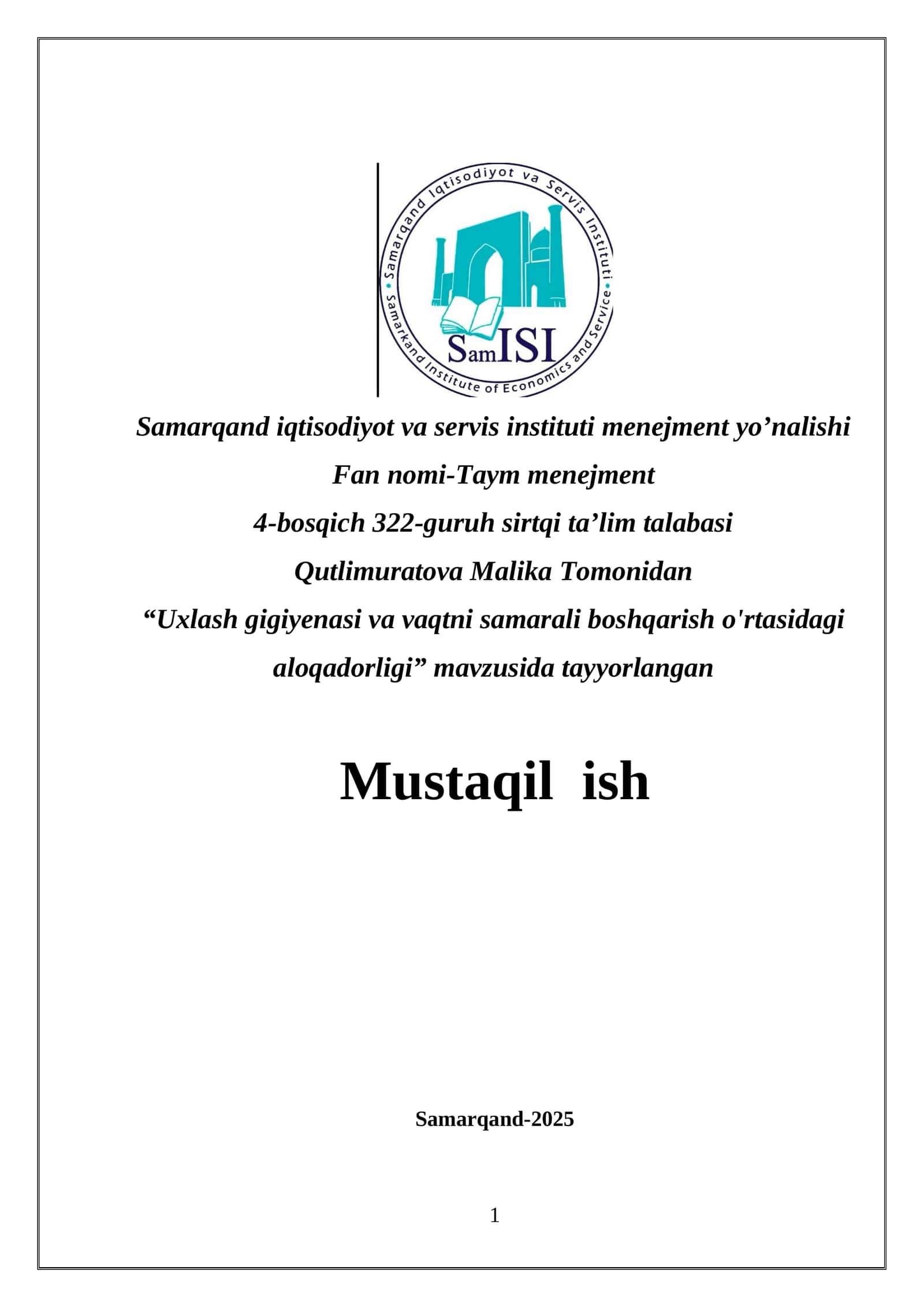 Uxlash gigiyenasi va vaqtni samarali boshqarish o'rtasidagi aloqadorligi