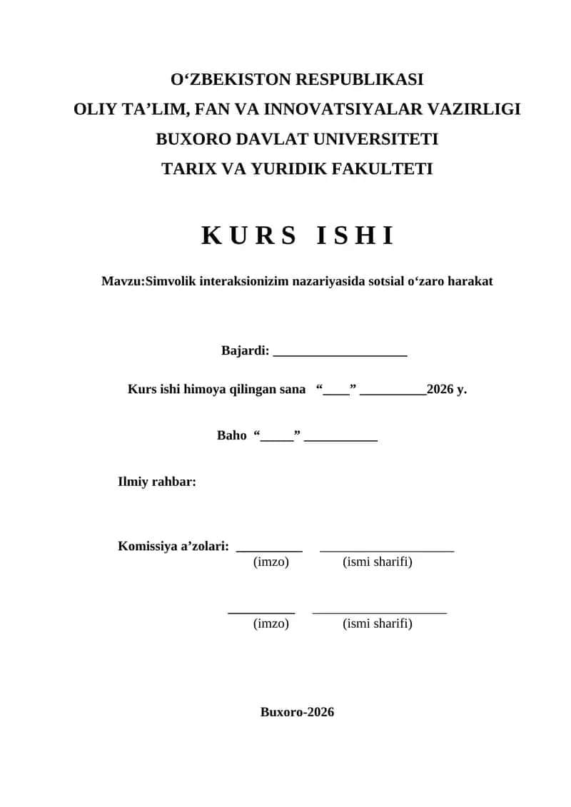 Simvolik interaksionizim nazariyasida sotsial oʻzaro harakat
