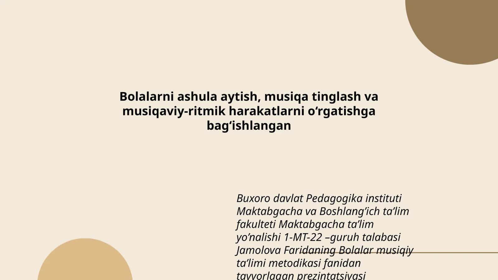 Bolalar musiqiy ta'limi metodikasi