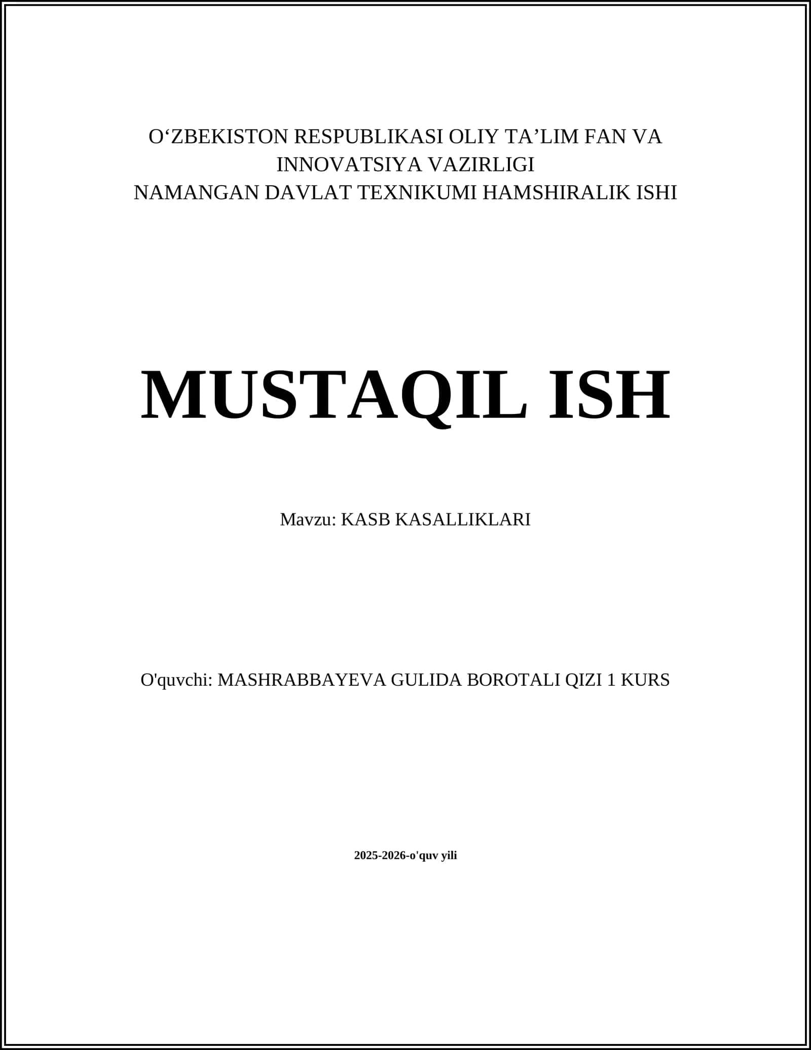 Kasb Kasalliklari
