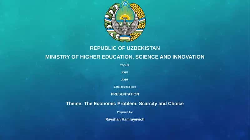 THE ECONOMIC PROBLEM: SCARCITY AND CHOICE