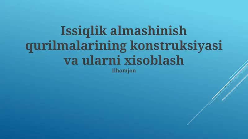 Issiqlik almashinish qurilmalari