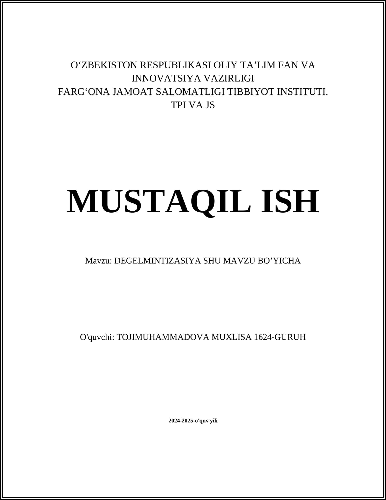 DEGELMINTIZASIYA SHU