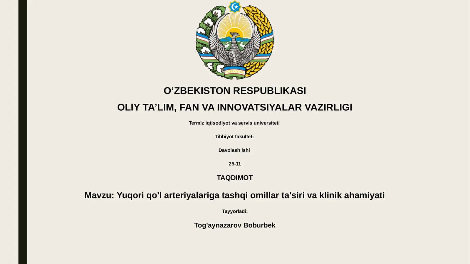 Yuqori qo'l arteriyalariga tashqi omillar ta'siri va klinik ahamiyati