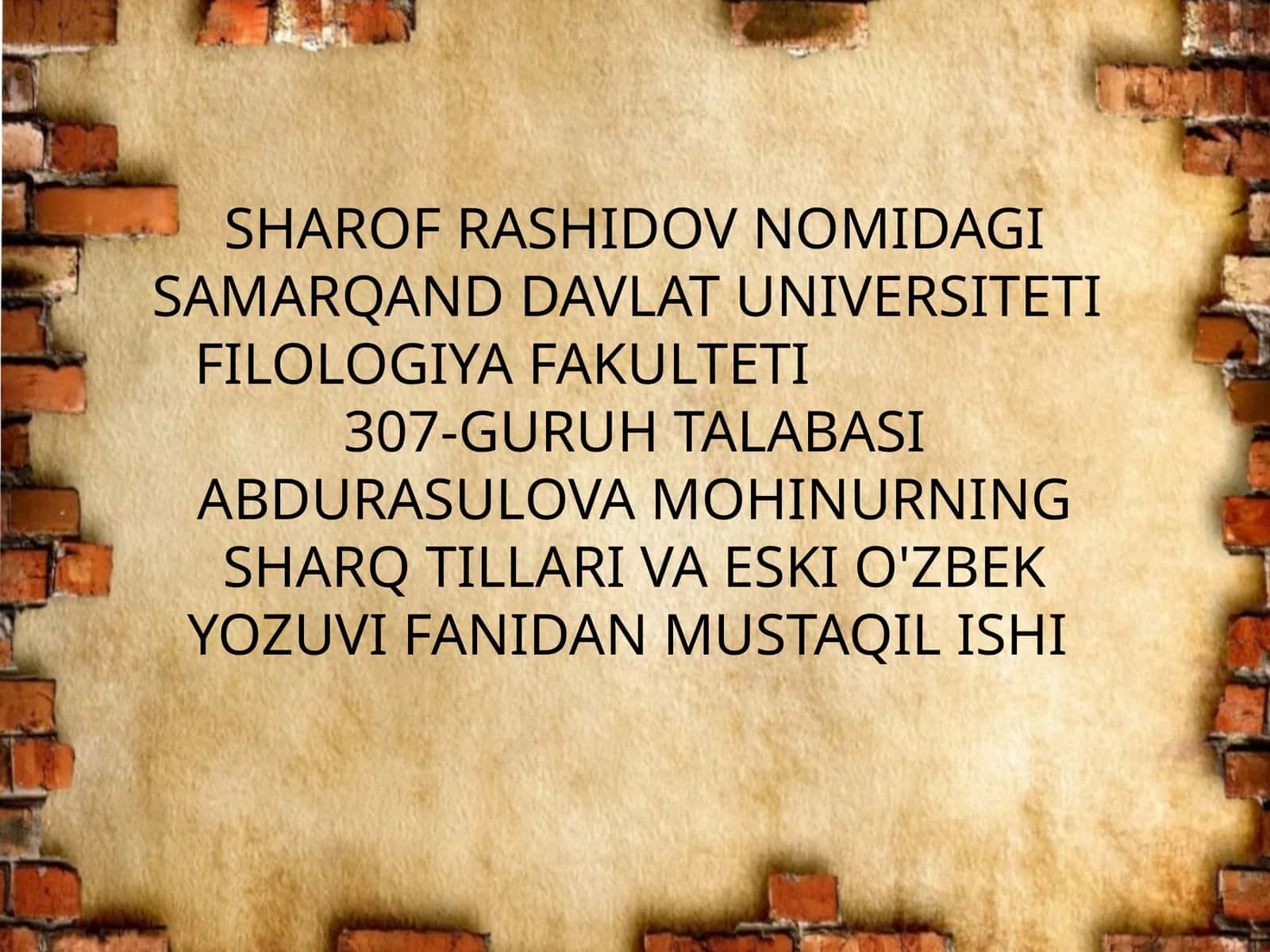 SHARQTILLARIVAESKIO'ZBEKYOZUVIFANIDANMUSTAQILISHI