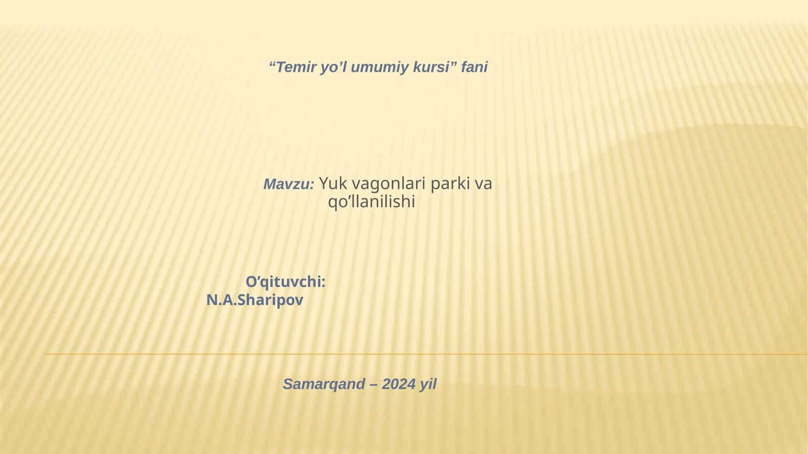 Yukvagonlariparki va qo’llanilishi