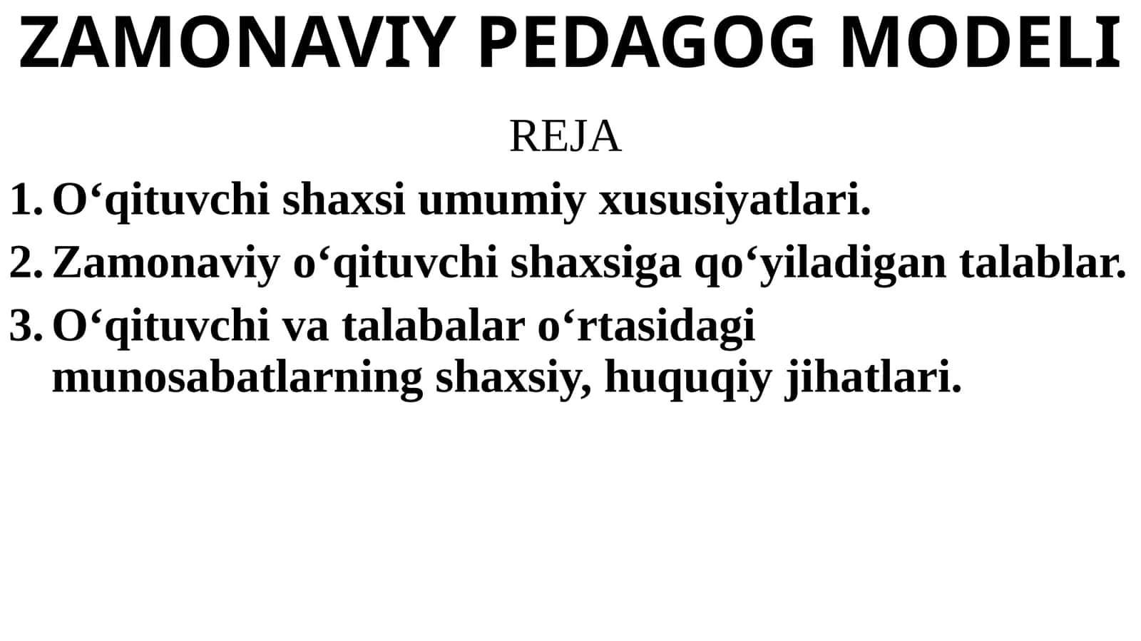 ZAMONAVIY PEDAGOG MODELI
