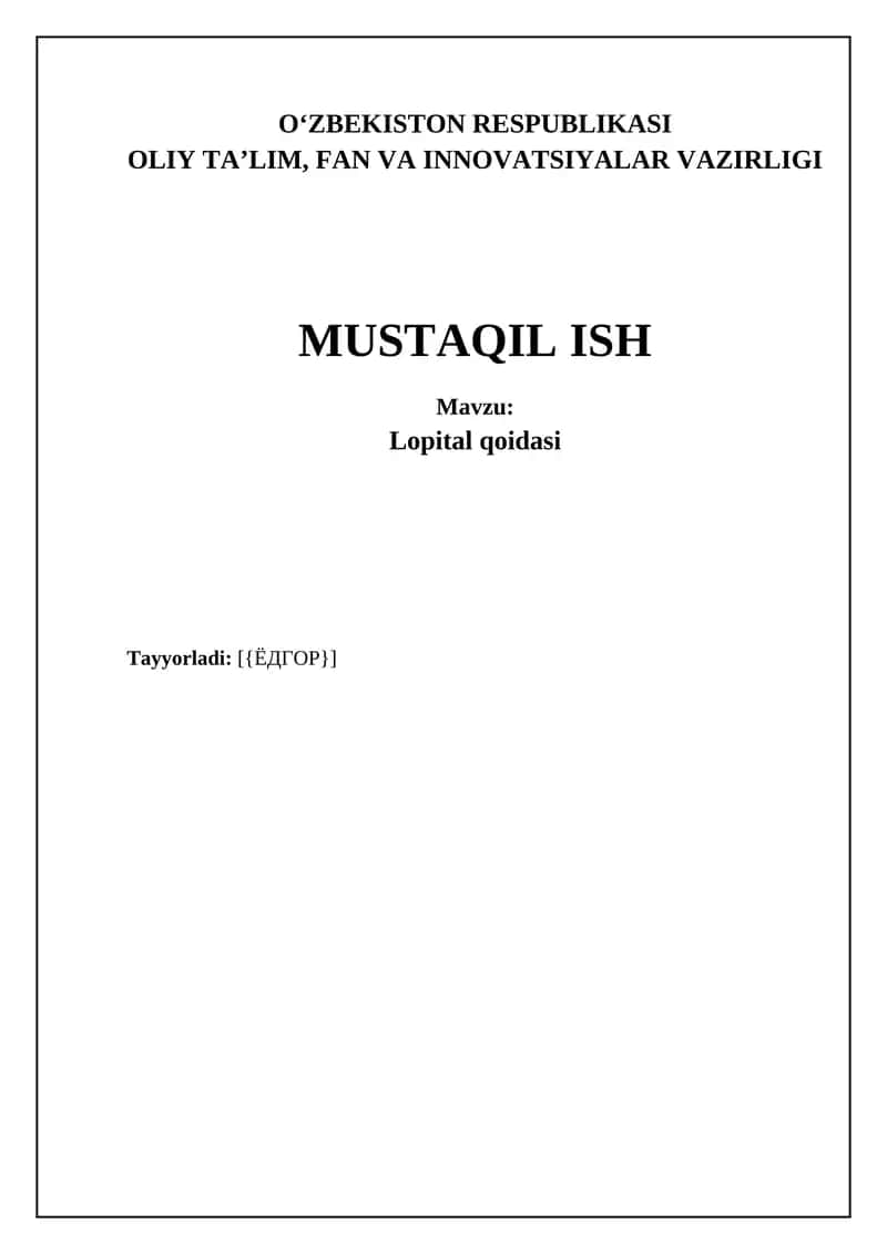 L'Hôpital qoidasi