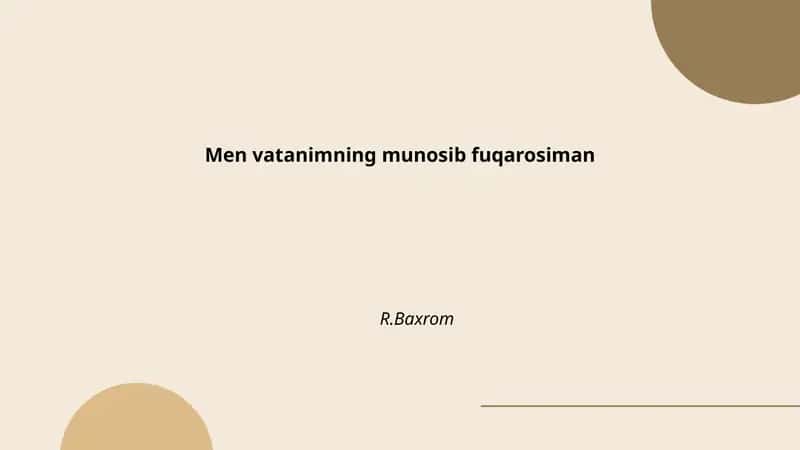 Men vatanimning munosib fuqarosiman