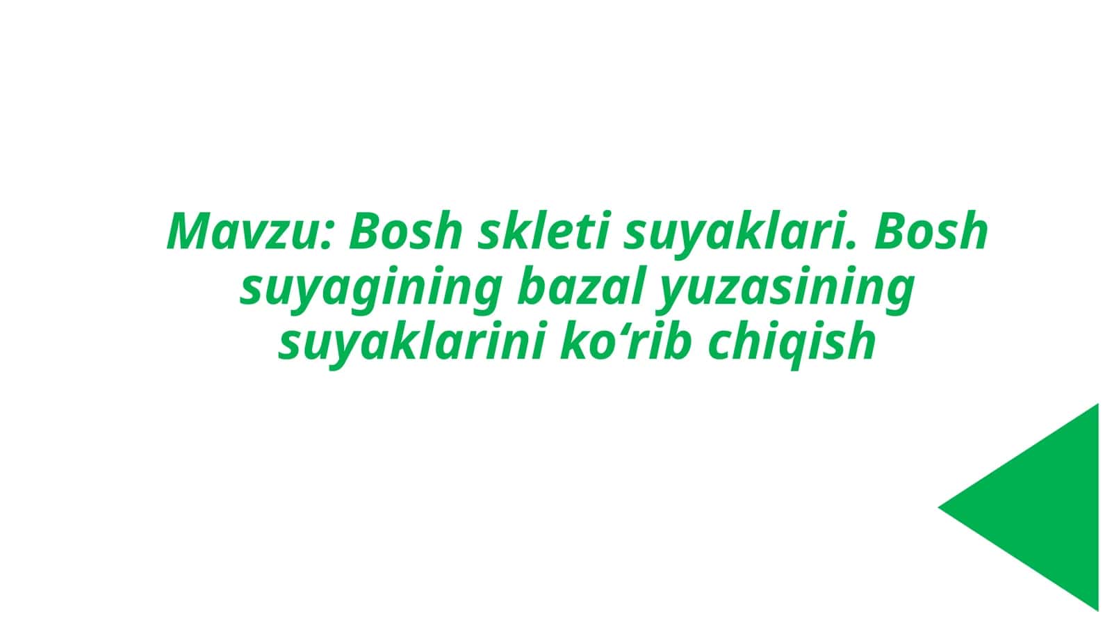 Boshskletisuyaklari. Boshsuyaginingbazalyuzasining suyaklarini ko‘rib chiqish
