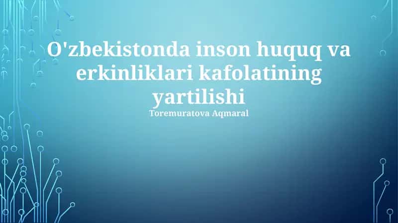 O'zbekistonda inson huquq va erkinliklari kafolatining yartilishi