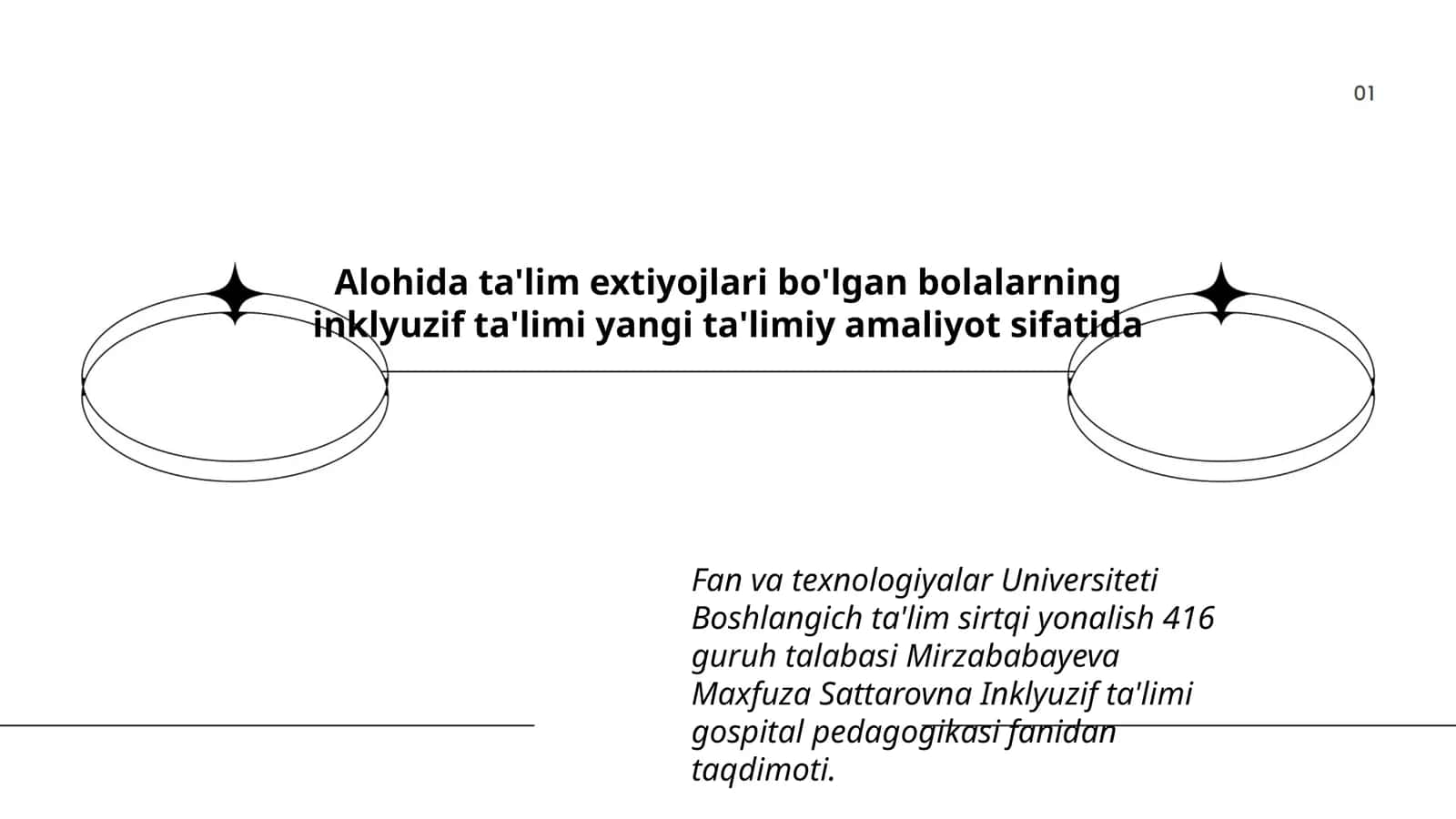 Inklyuzif ta'limi gospital pedagogikasi ta'limi