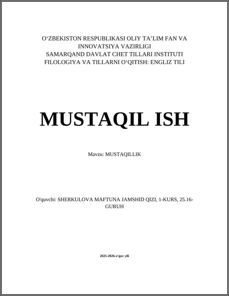 MUSTAQILLIK