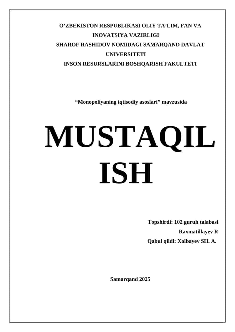 Monopoliyaning iqtisodiy asoslari
