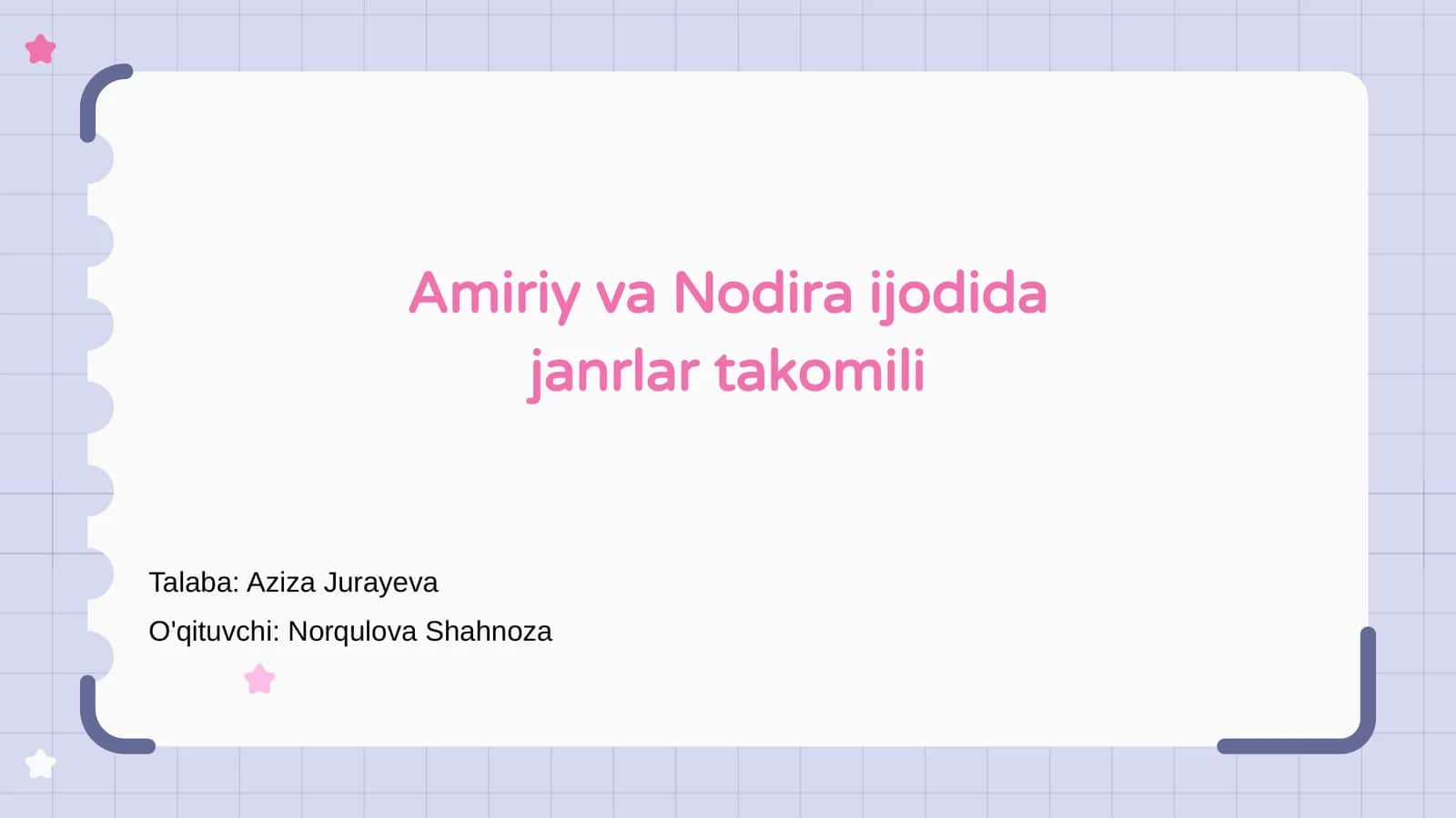 Amiriy va Nodira ijodida janrlar takomili