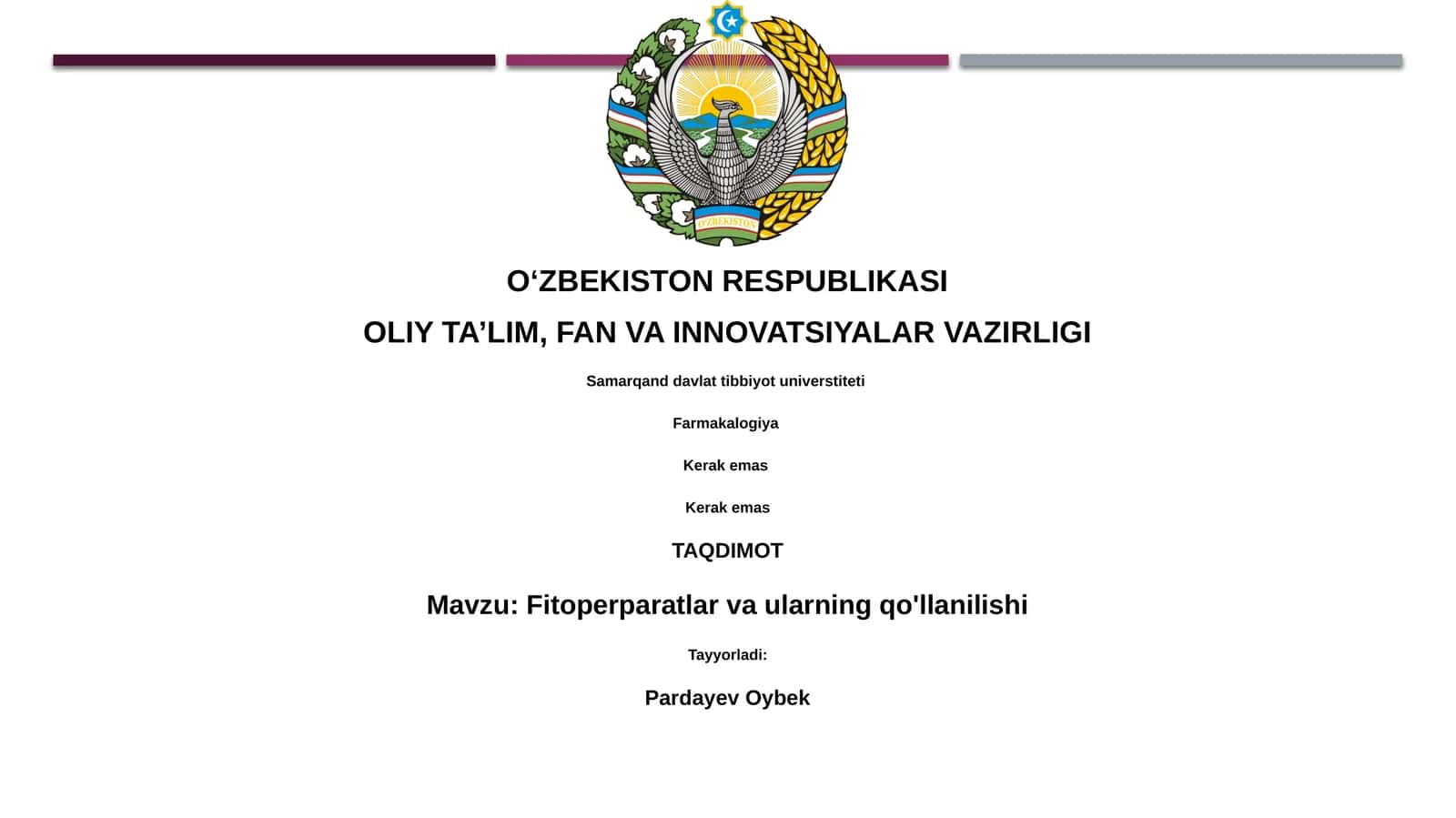 Fitoperparatlar va ularning qo'llanilishi