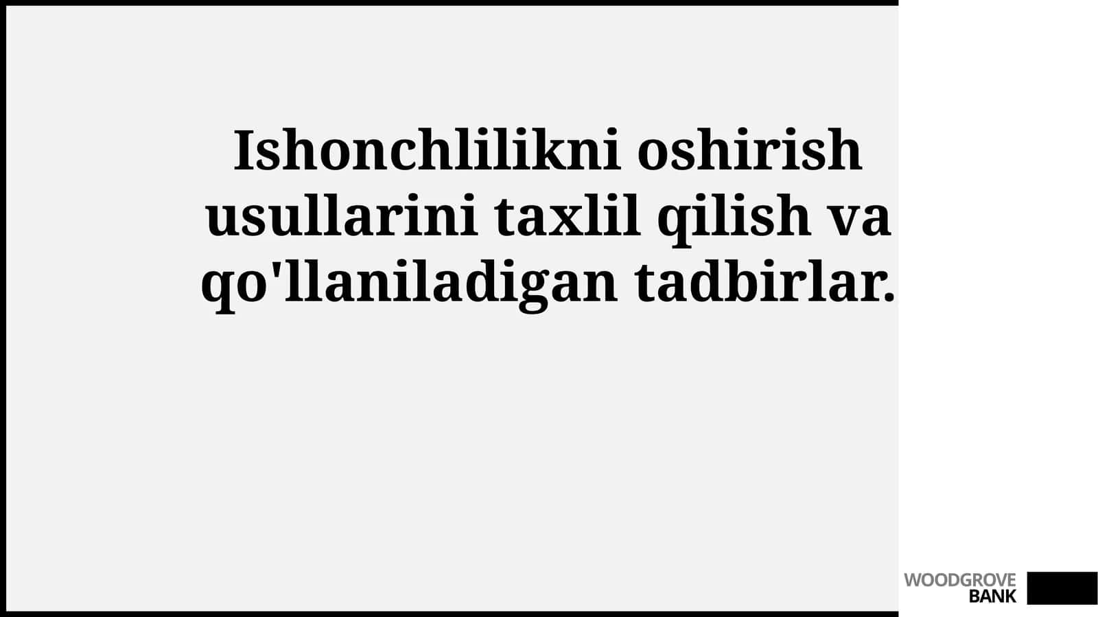 Ishonchlilikni oshirish usullarini taxlil qilish va qo'llaniladigan tadbirlar