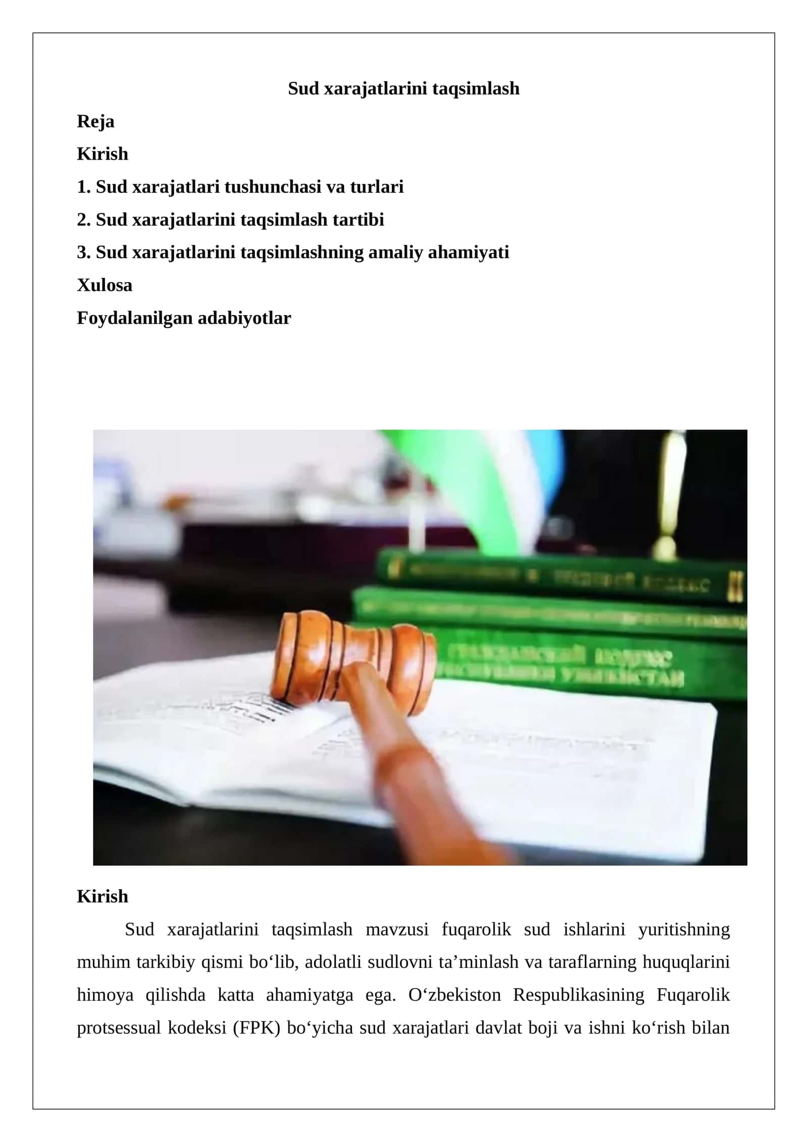 Sud xarajatlarini taqsimlash