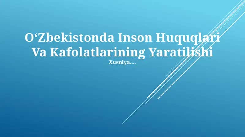 O‘zbekistonda Inson Huquqlari Va Kafolatlarining Yaratilishi