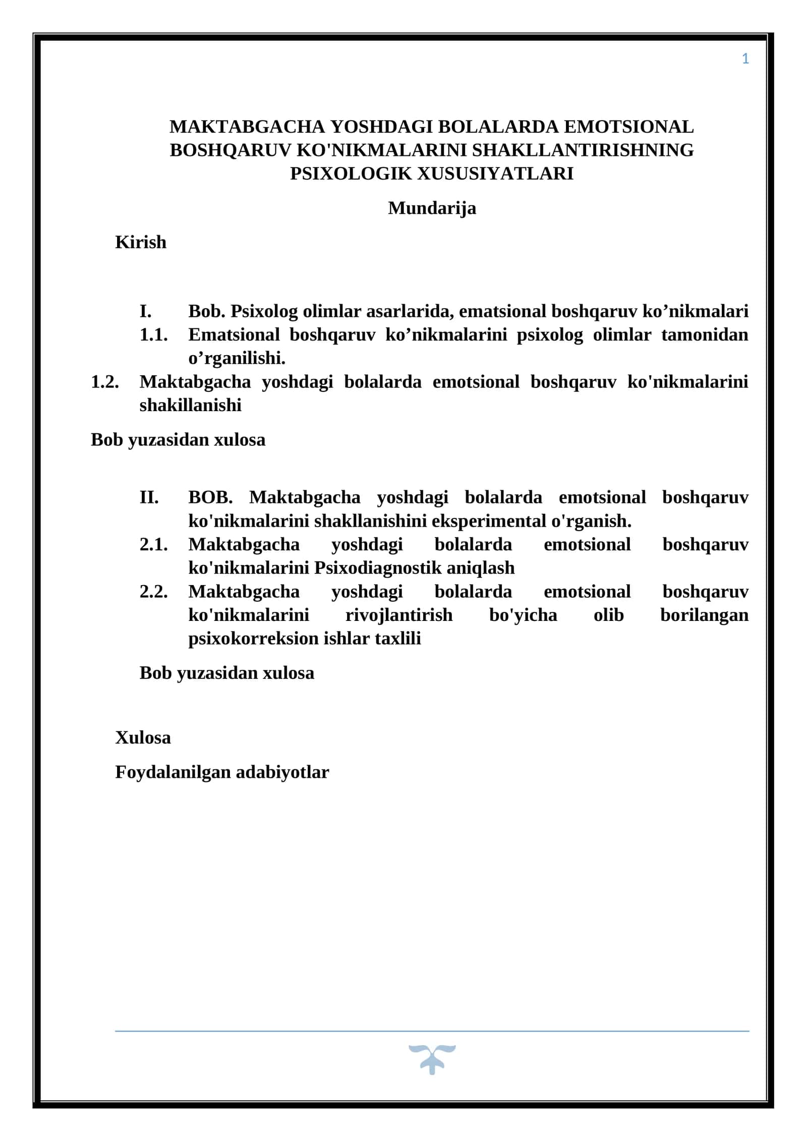 MAKTABGACHA YOSHDAGI BOLALARDA EMOTSIONAL BOSHQARUV KO'NIKMALARINI SHAKLLANTIRISHNING PSIXOLOGIK XUSUSIYATLARI