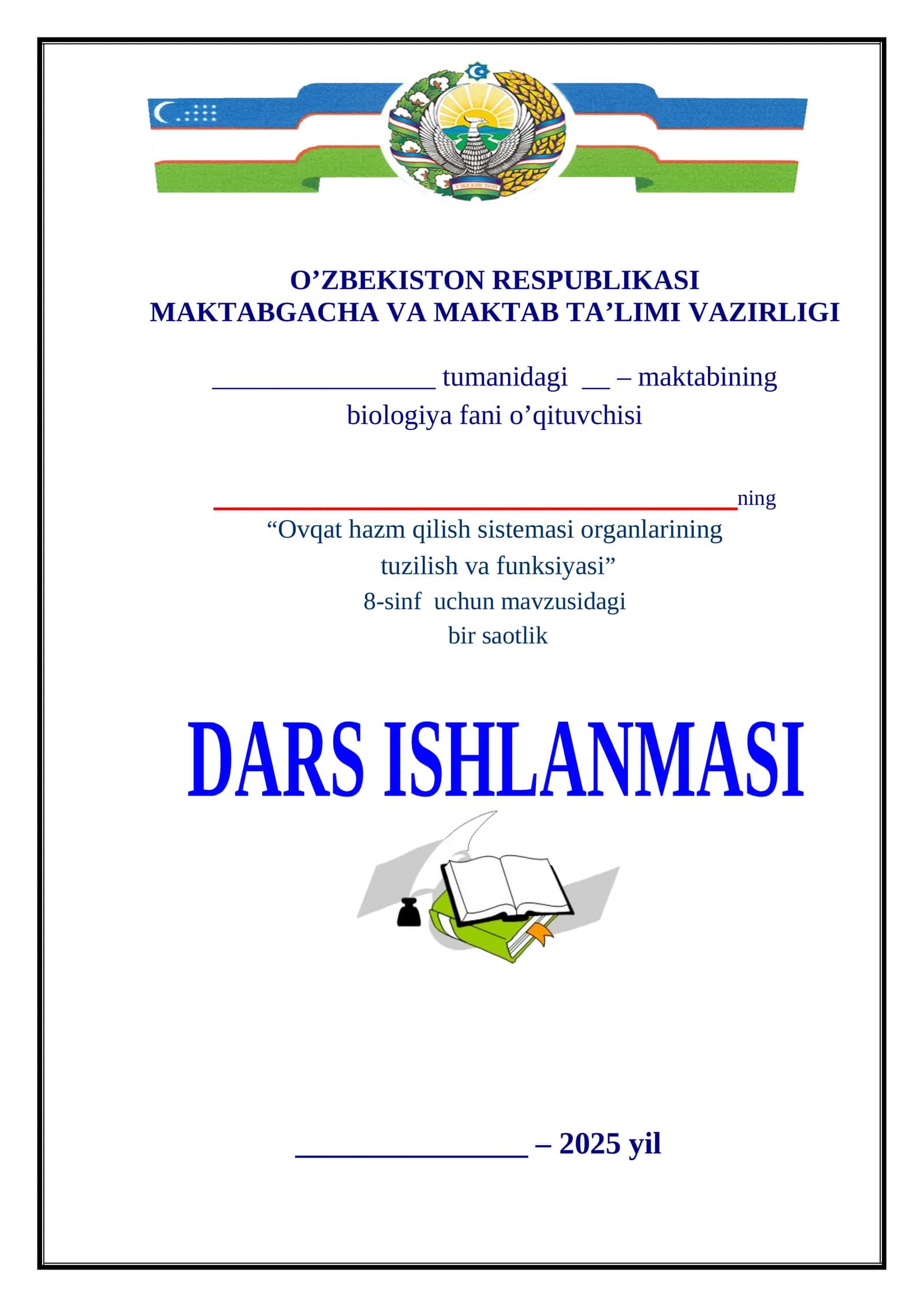 Ovqat hazm qilish sistemasi organlarining tuzilishi va funksiyasi