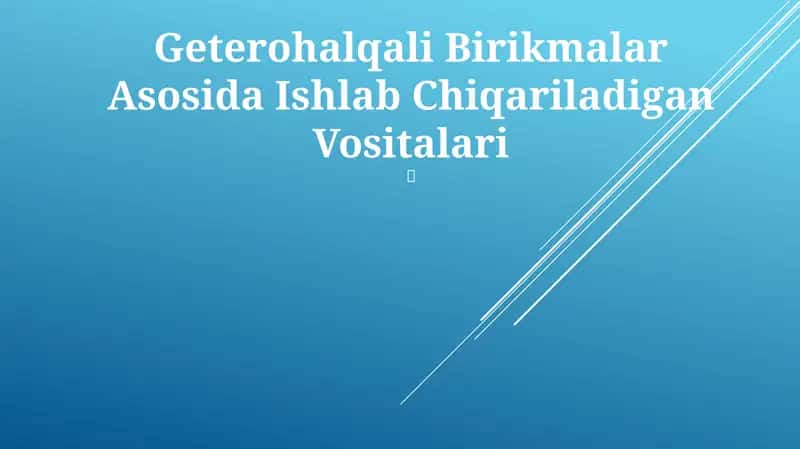 Geterohalqali Birikmalar Asosida Ishlab Chiqariladigan Vositalari