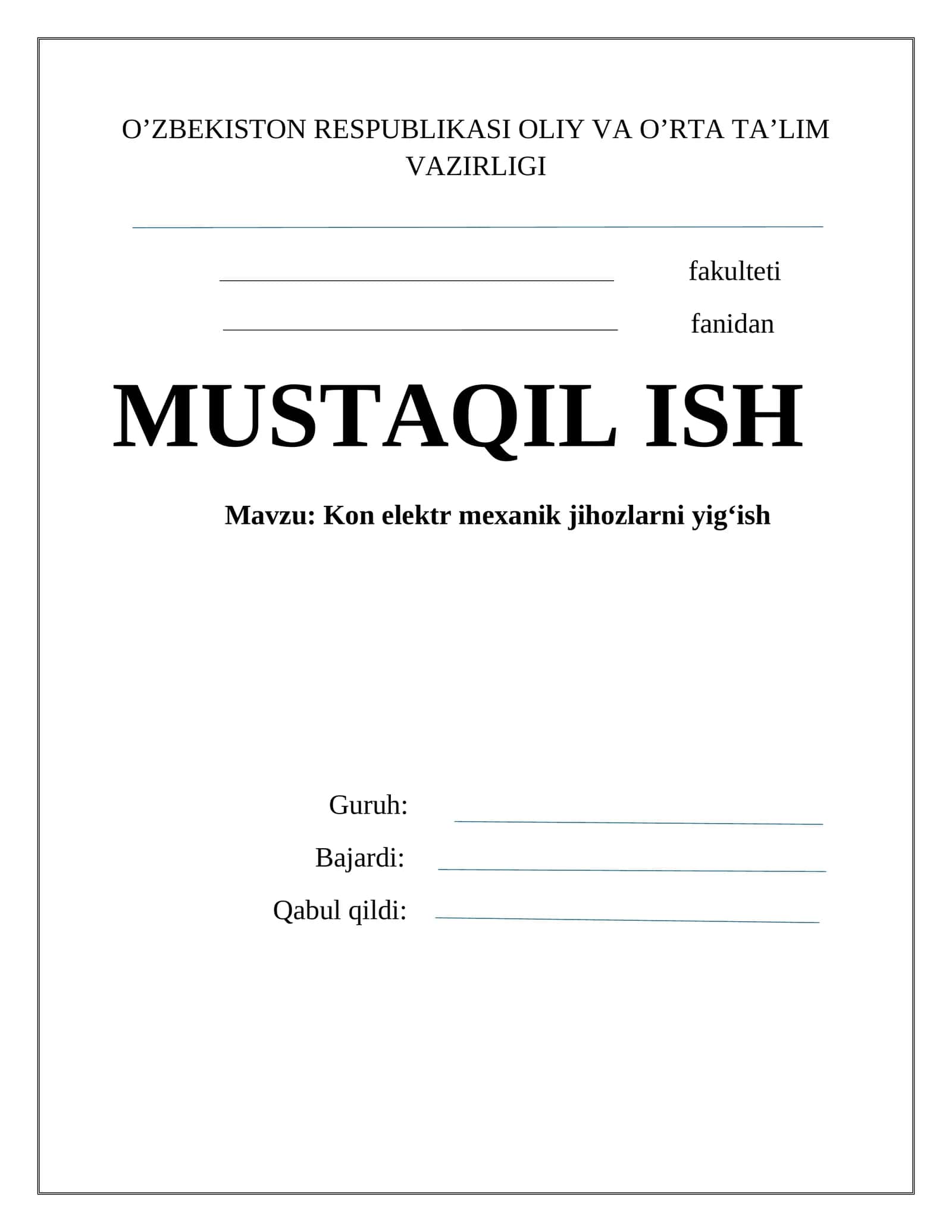 Kon elеktr mехanik jihozlarni yig‘ish