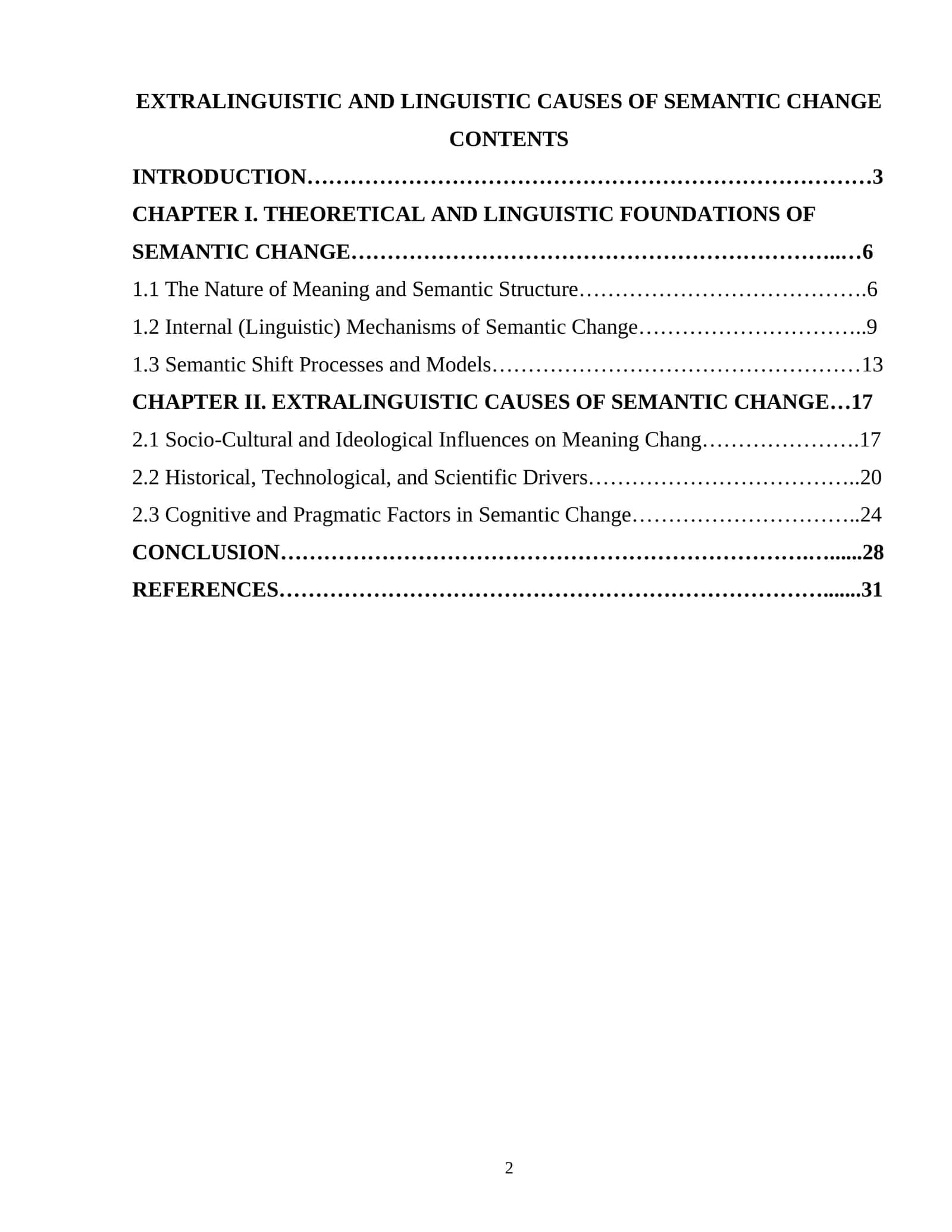 EXTRALINGUISTIC AND LINGUISTIC CAUSES OF SEMANTIC CHANGE
