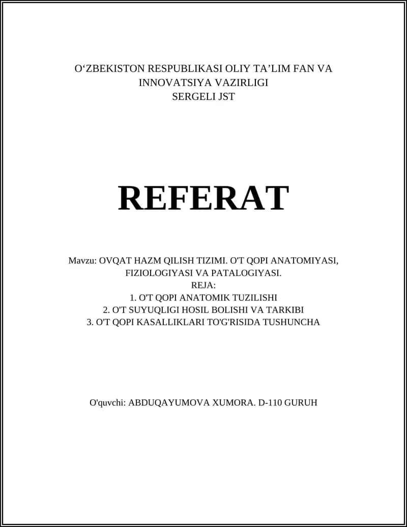 OVQAT HAZM QILISH TIZIMI