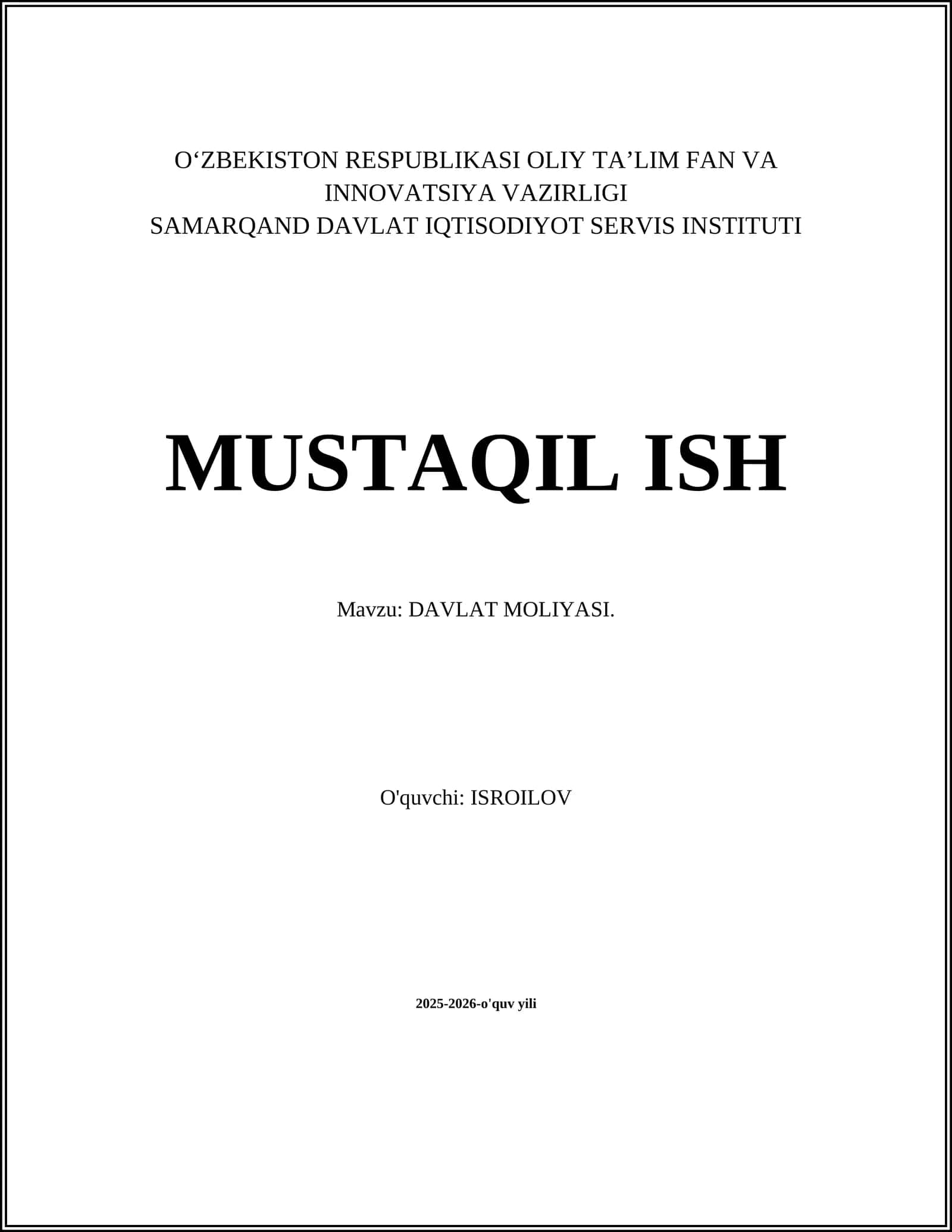 DAVLAT MOLIYASI