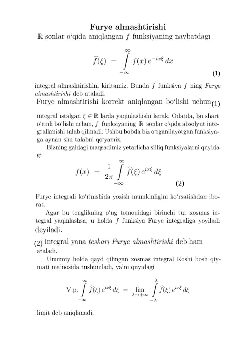 Фурье алмаштиришлари