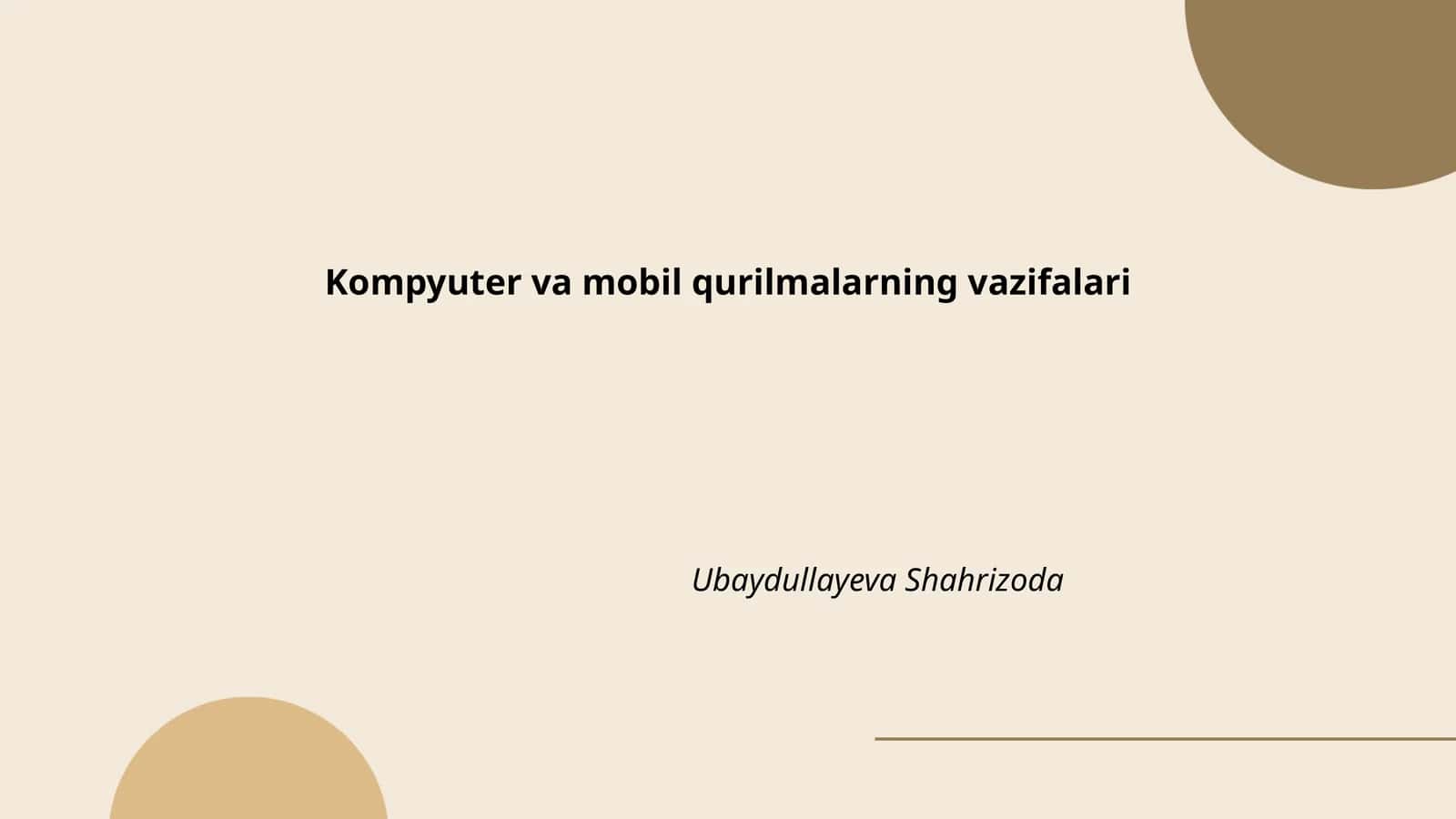 Kompyuter va mobil qurilmalarning vazifalari