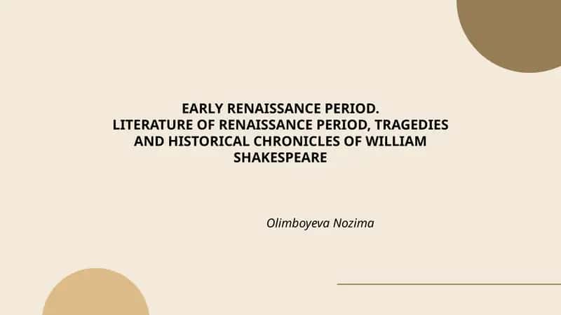 EARLY RENAISSANCE PERIOD