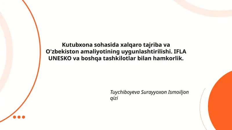 Tuychiboyeva Surayyoxon Ismoiljon qizi