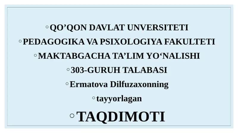 Ilk yoshdagi bolalar o‘yin faoliyatini tashkil etishning zamonaviy usullari