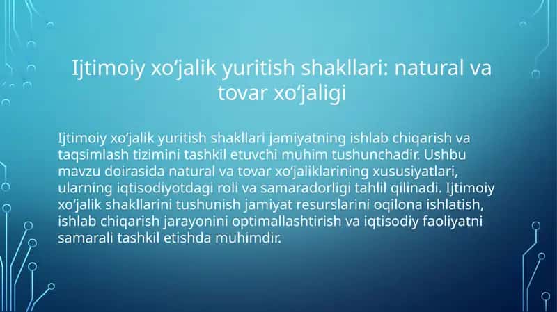 Ijtimoiy xo‘jalik yuritish shakllari