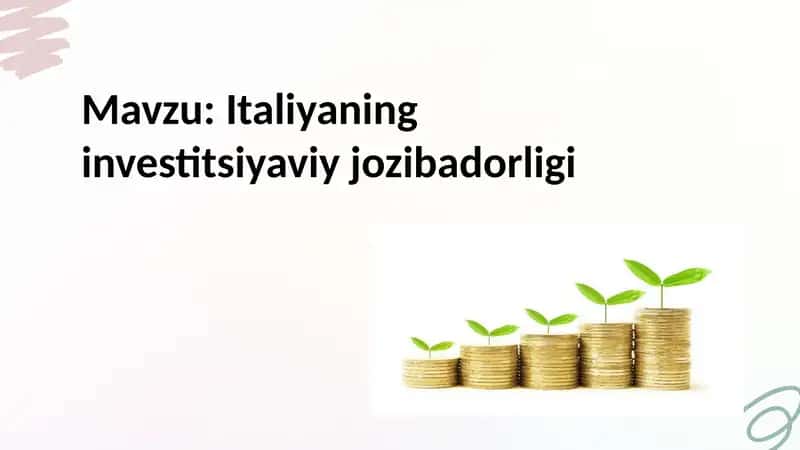Italiya xorijiy investitsiyalar taqdimot