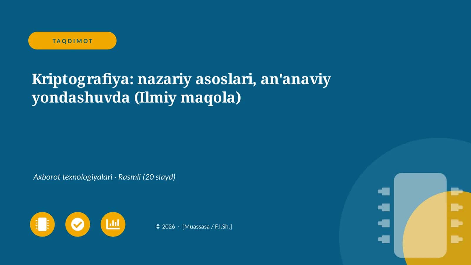 Kriptografiya: nazariy asoslari, an'anaviy yondashuvda (Ilmiy maqola)