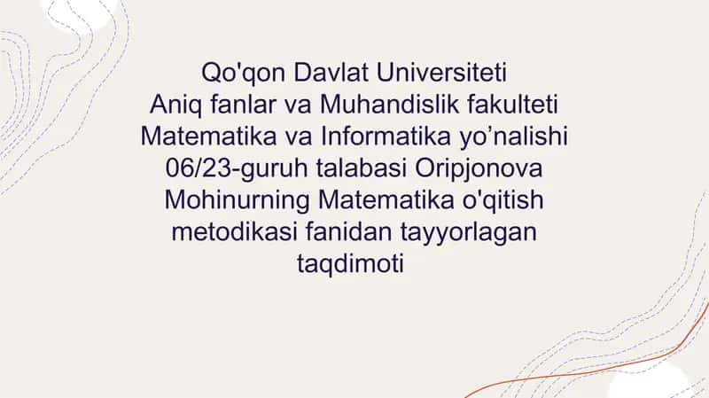 Matematika va Informatika yo’nalishi